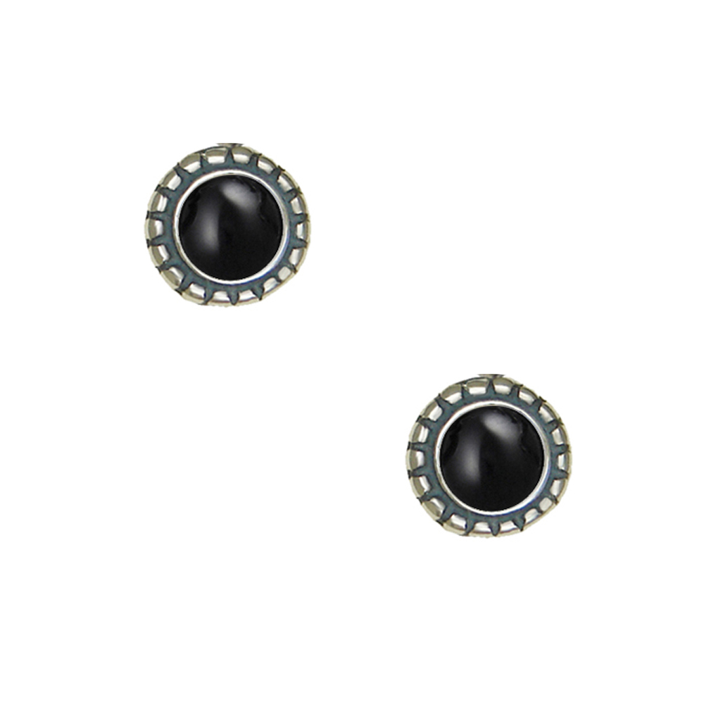 Sterling Silver Little Black Onyx Post Stud Earrings